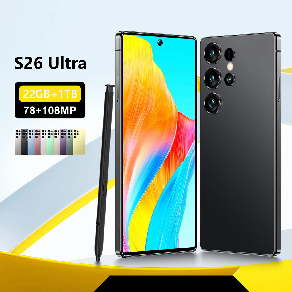 S26 Ultra 5G Android smartphone featuring 1TB storage and high configuration unlocked mobile phone display