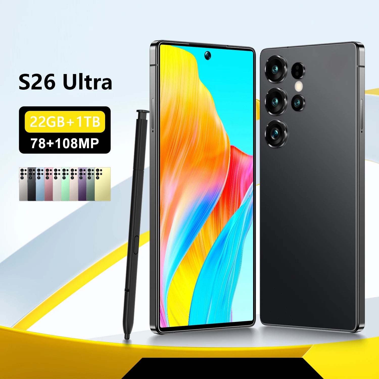 S26 Ultra 5G Android smartphone featuring 1TB storage and high configuration unlocked mobile phone display