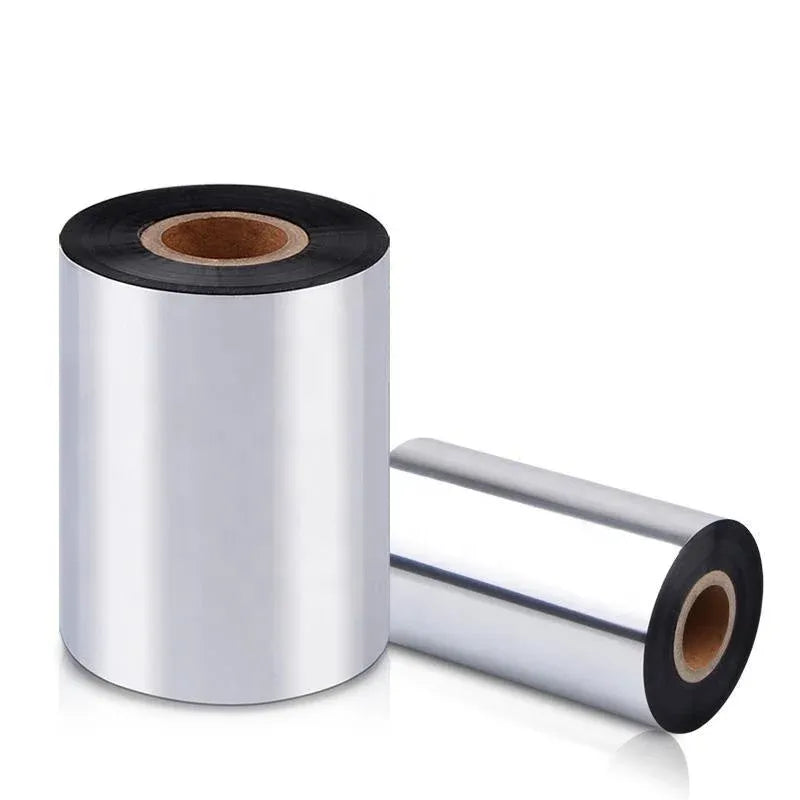 Black thermal transfer barcode ribbon on core, 70mm x 300m roll