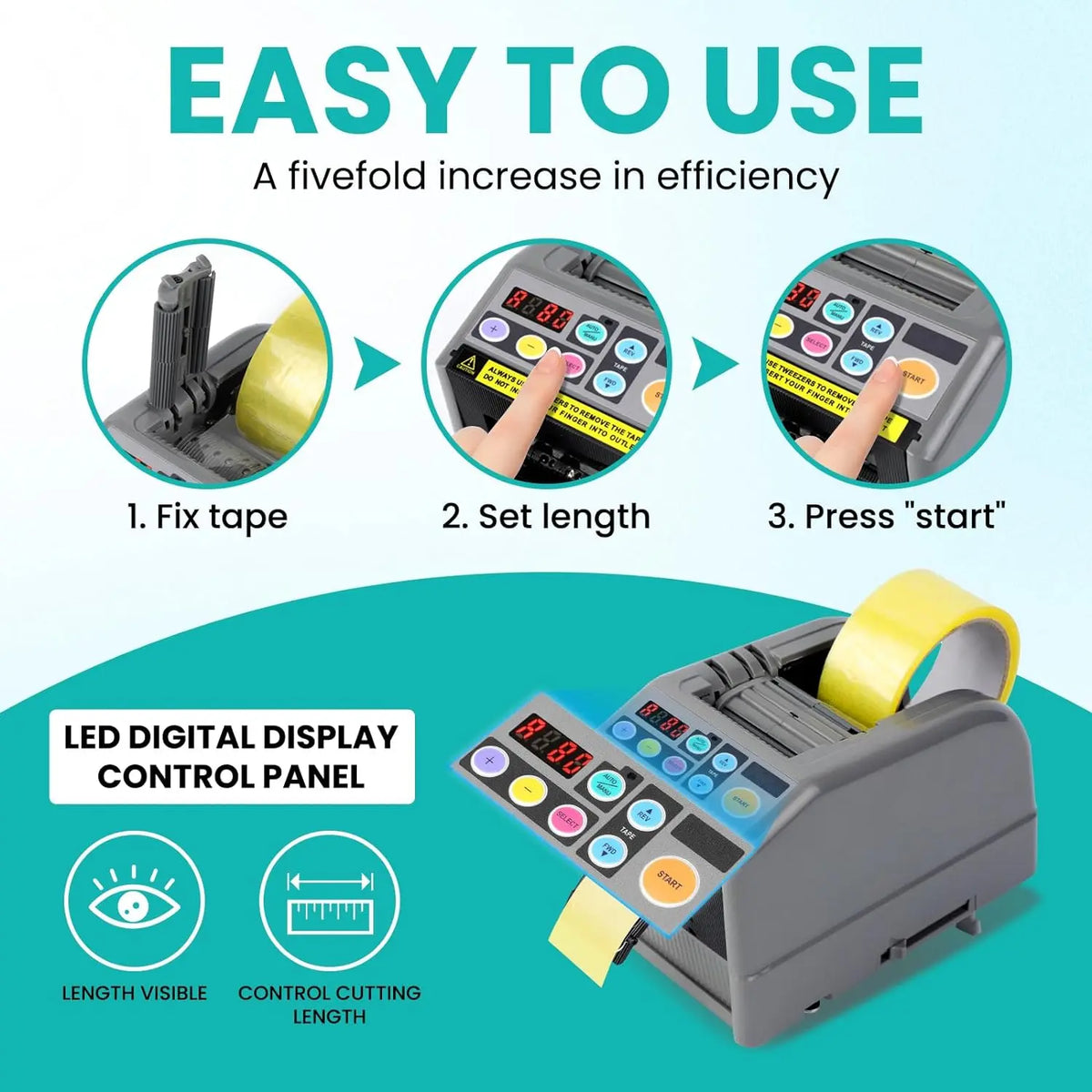 Wholesale ZCUT-9 Automatic Tape Dispensers Packing Non Adhesive Electrical Tape Cutter Machine Ribbon Dispenser