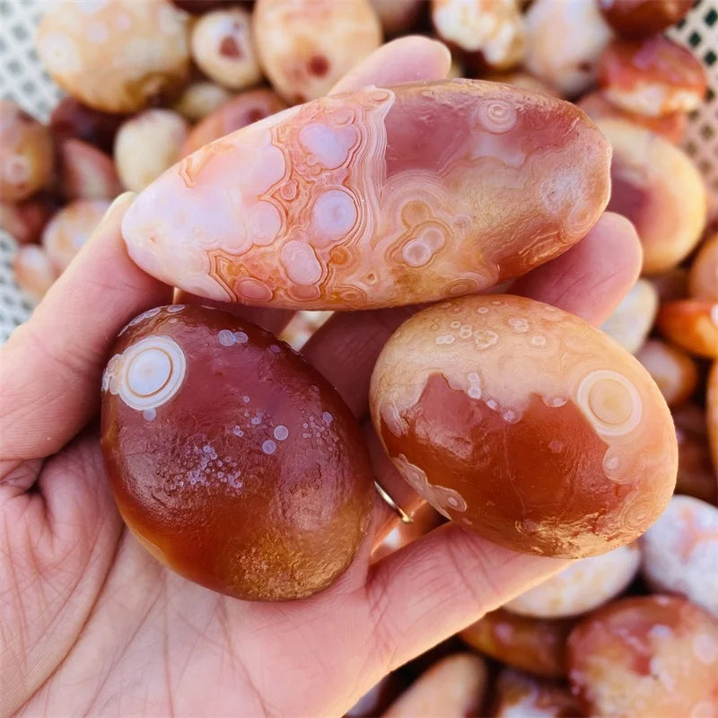 Wholesale Natural Healing Crystals rare Gobi Agate Tibet Heaven Eye Stone Red Agate Palm Stone