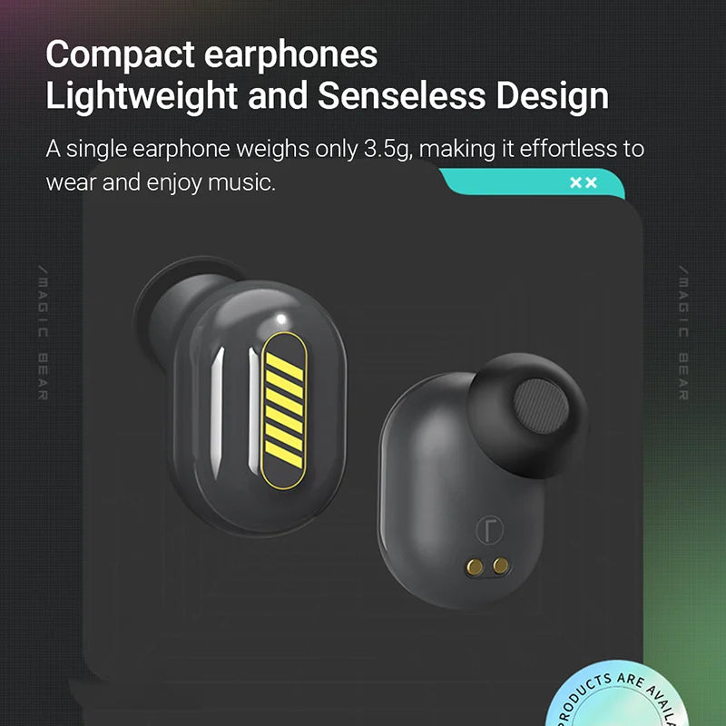 Mini True Wireless Earbuds with Noise Cancelling BT 5.3 HIFI In-Ear Cute Earphones with LED Battery Indicator for Games Sports Tidesmit