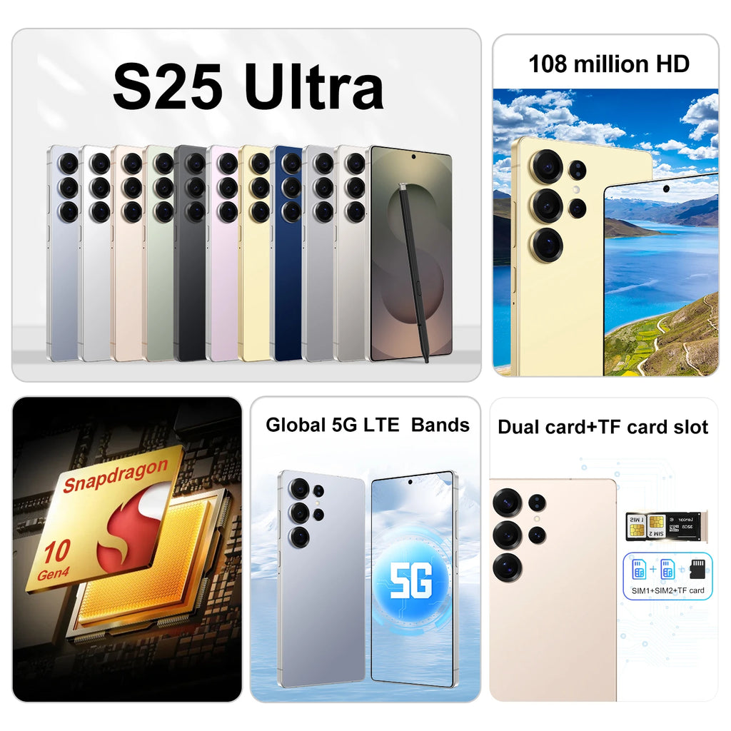 Tidesmit S25 Ultra 6.79 inch 5G AI gaming phone with Android support and Google Play access in sleek design