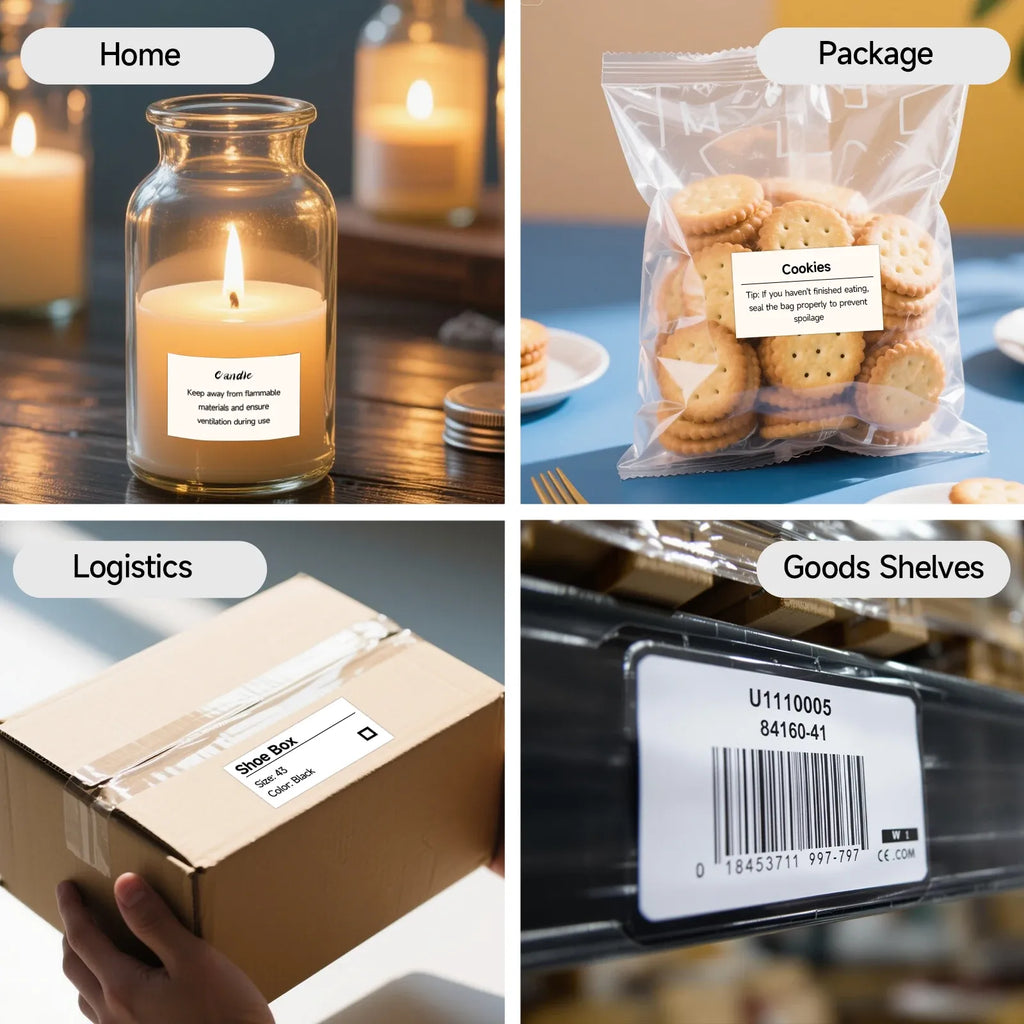 Self-adhesive label stickers on cardboard shipping boxes