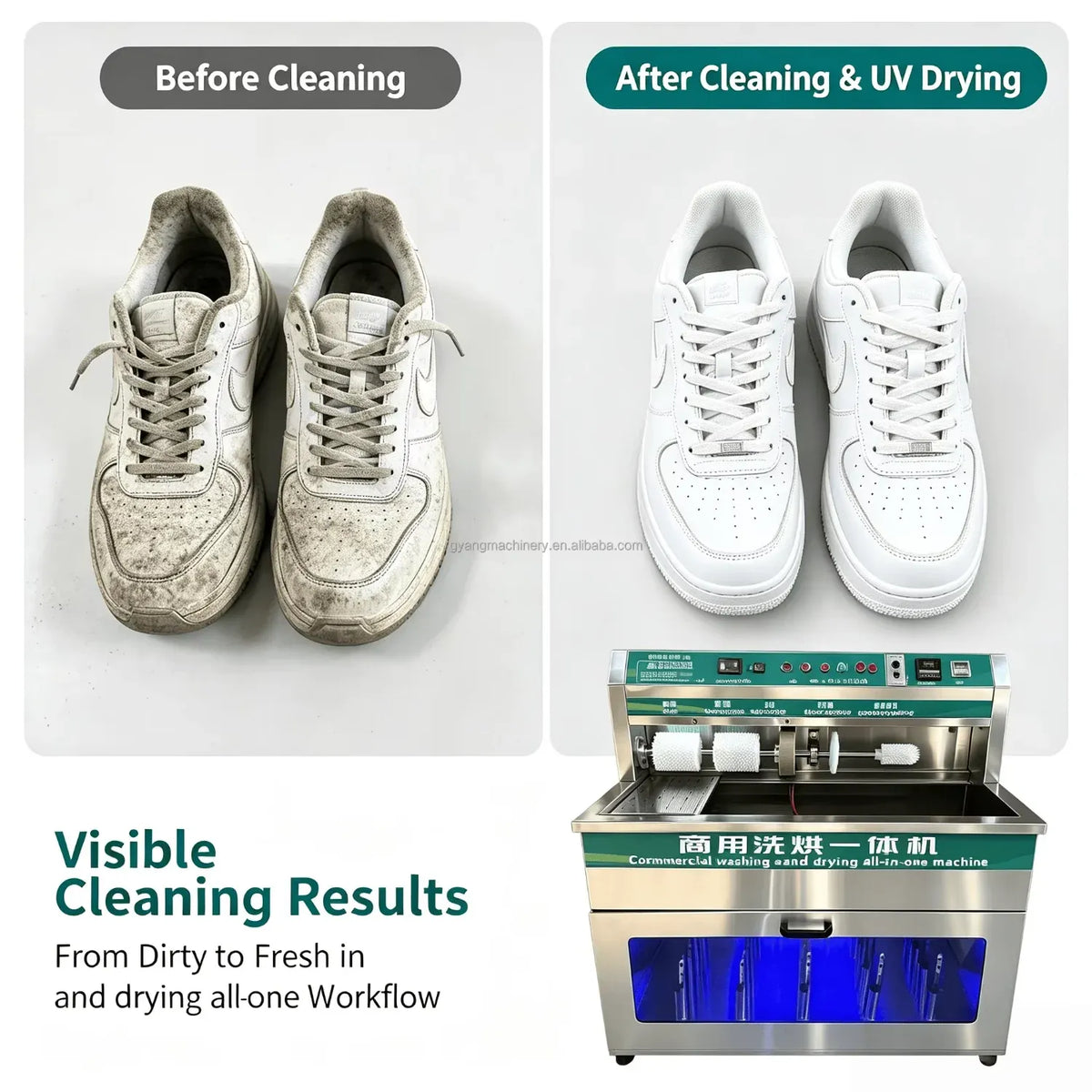 Commercial Shoe Washing Machine with Stainless Steel Construction