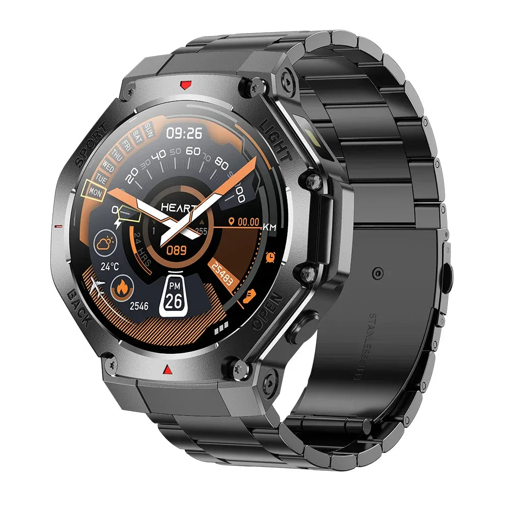 2024 TR3 MAX Men Outdoor Sports Smartwatch 1.53Inch Round BT Call Health Monitoring Smart Watch with Flashlight - Tidesmit