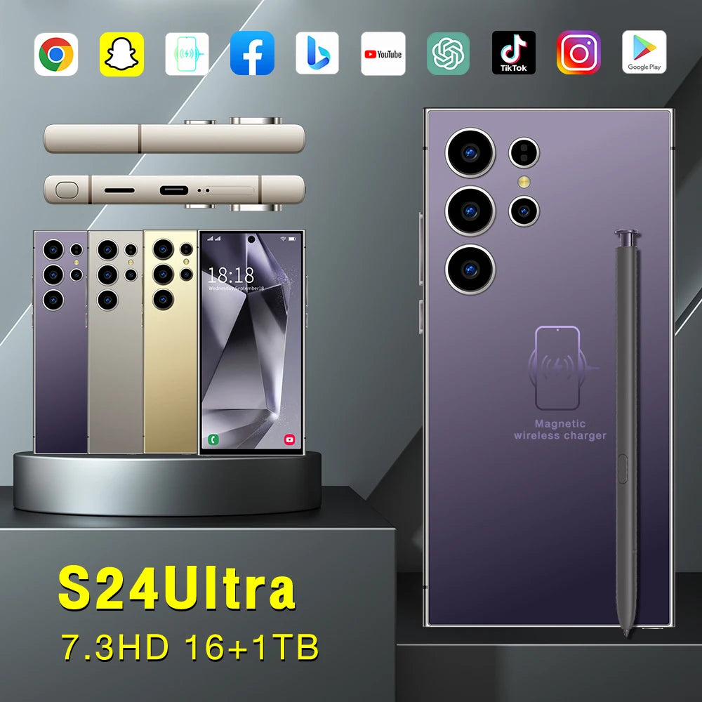 2024 New Ultra-high Speed S24 Ultra 16GB+1TB 5G Smart Phone 7.2-inch 3-7MP Snapdragon 8+2 Android 14 Game Phone - Tidesmit