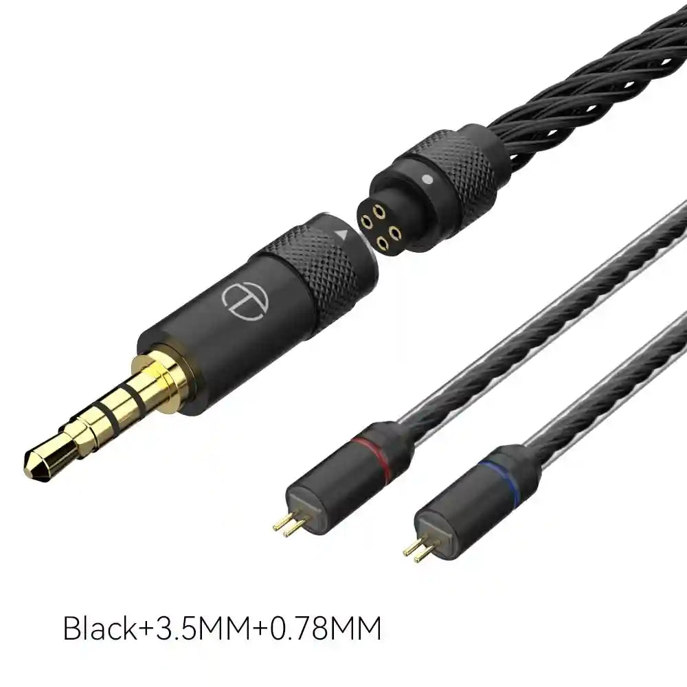 16-Core Silver Plated Replacement Cable for HiFi Headphones Black 0.78 3.5 Tidesmit