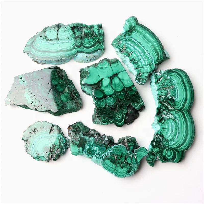 Wholesale crystal bulk raw malachite slice polished slab for home decoration