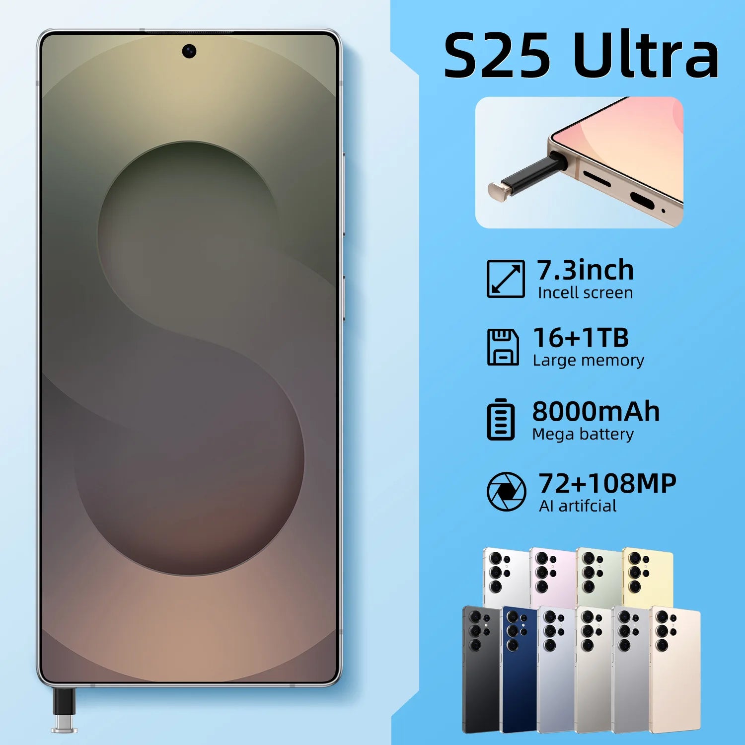 S25 Ultra 5G Smartphone, 16GB RAM, 1TB Storage, Unlocked Mobile Tidesmit