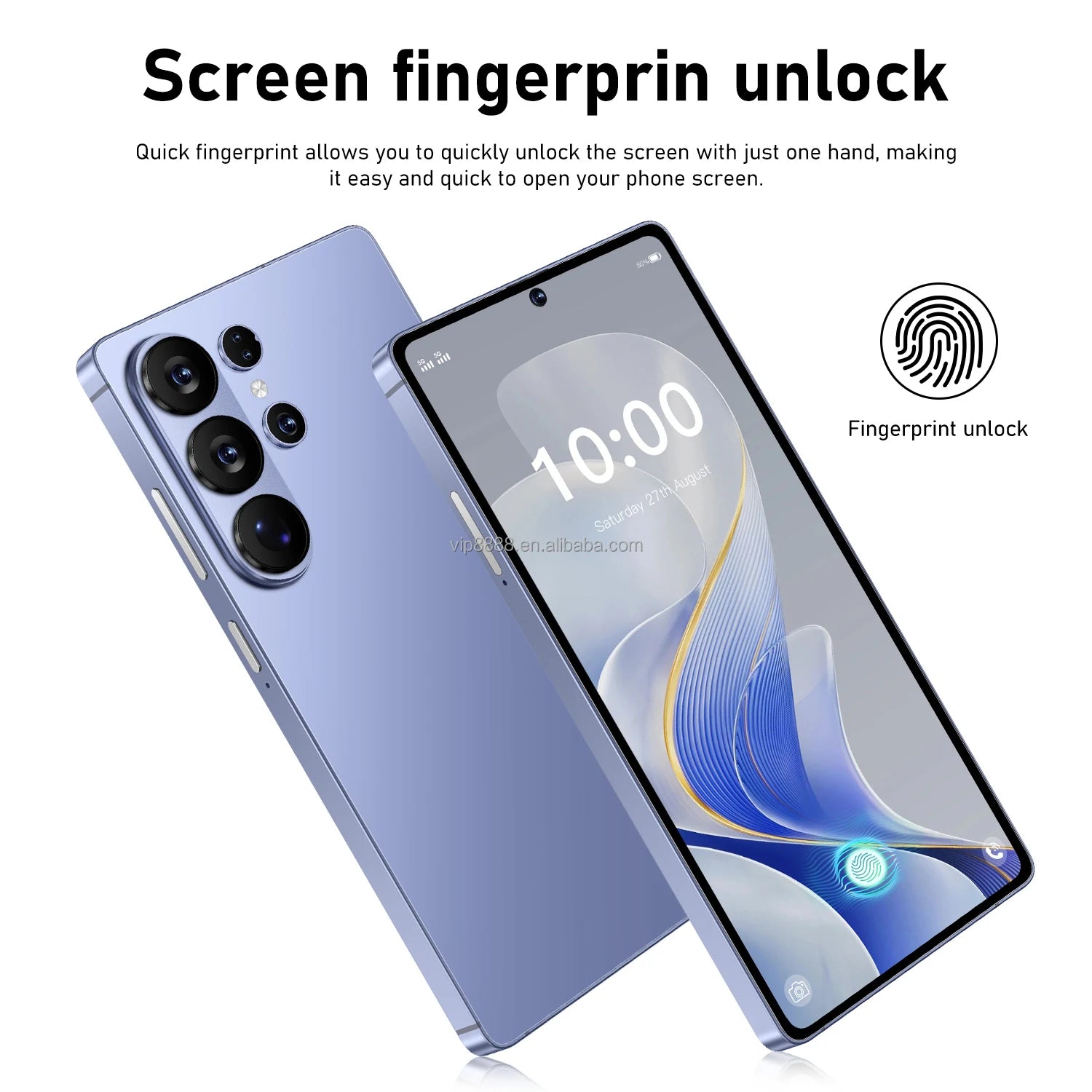 Tidesmit S26 Ultra 5G smartphone with 7.3 inch display, 22GB RAM, 2TB storage, and Android 15 in sleek design.