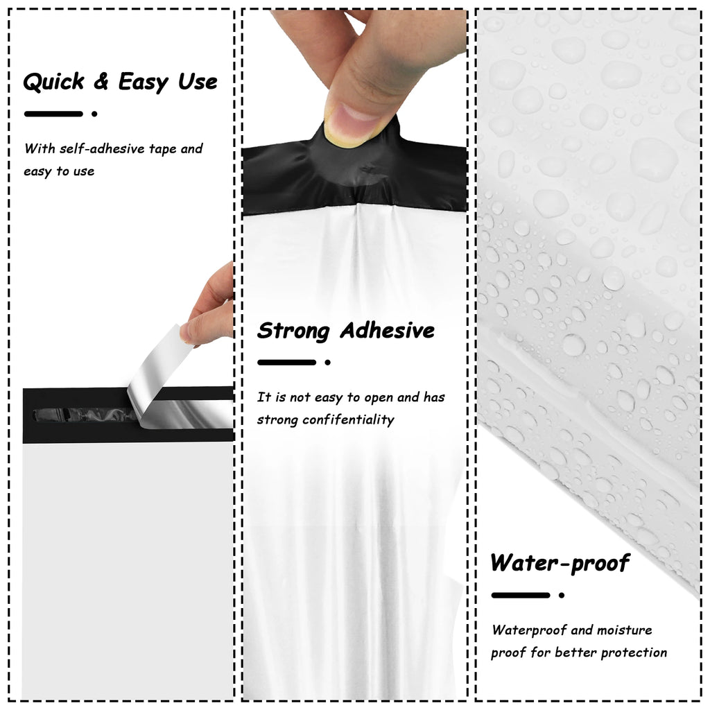2-Day Shipping 5-Day Delivery 10x13-Inch White Poly Mailers 100 PCS Self-Adhesive Waterproof Tear-Resistant Eco-Friendly 2 Mil