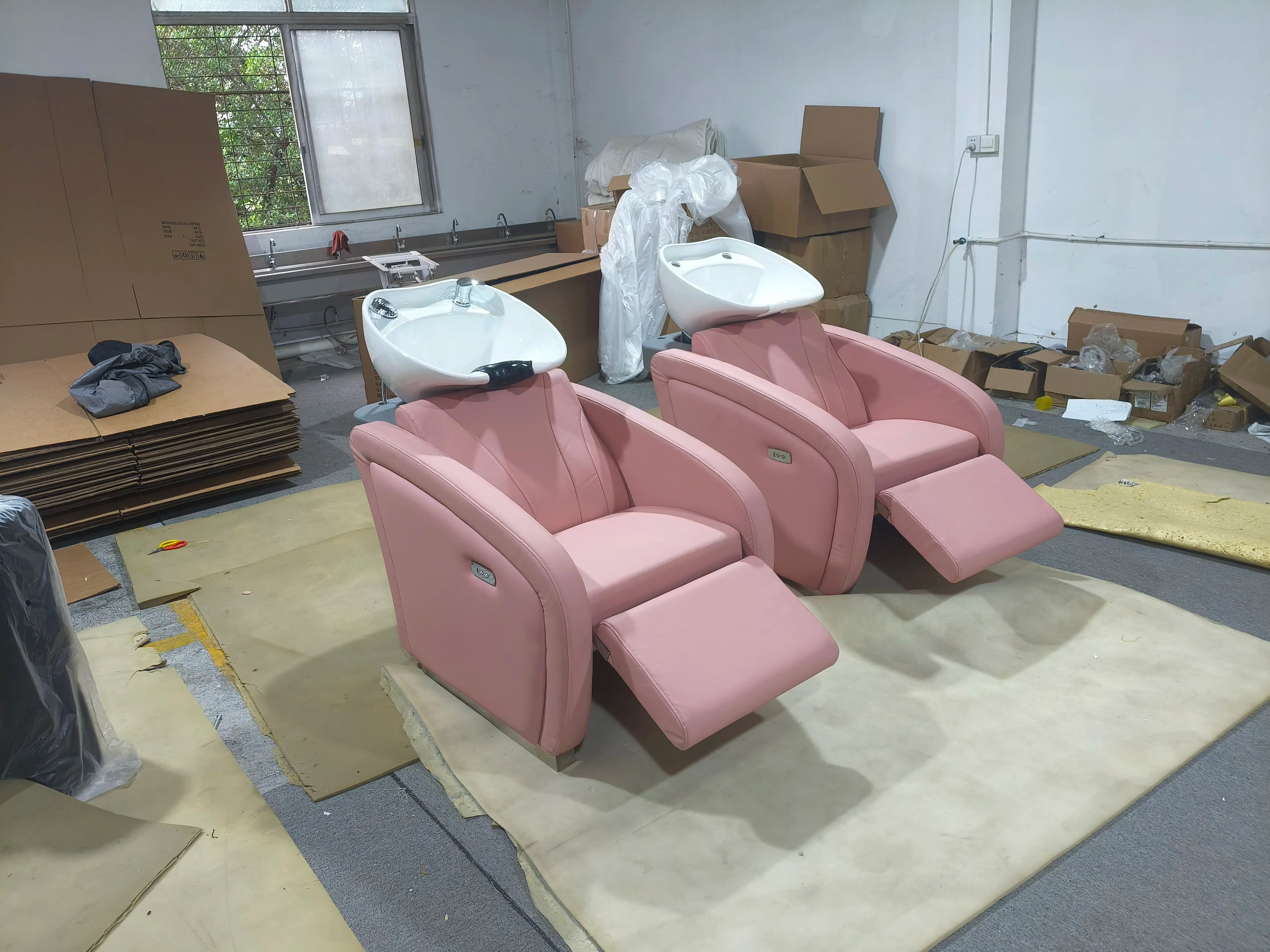 Luxury Modern Shampoo Station Chair Electric Leg Lift Backwash Shampoo Bowl Salon Barbershop Shampoo Chair