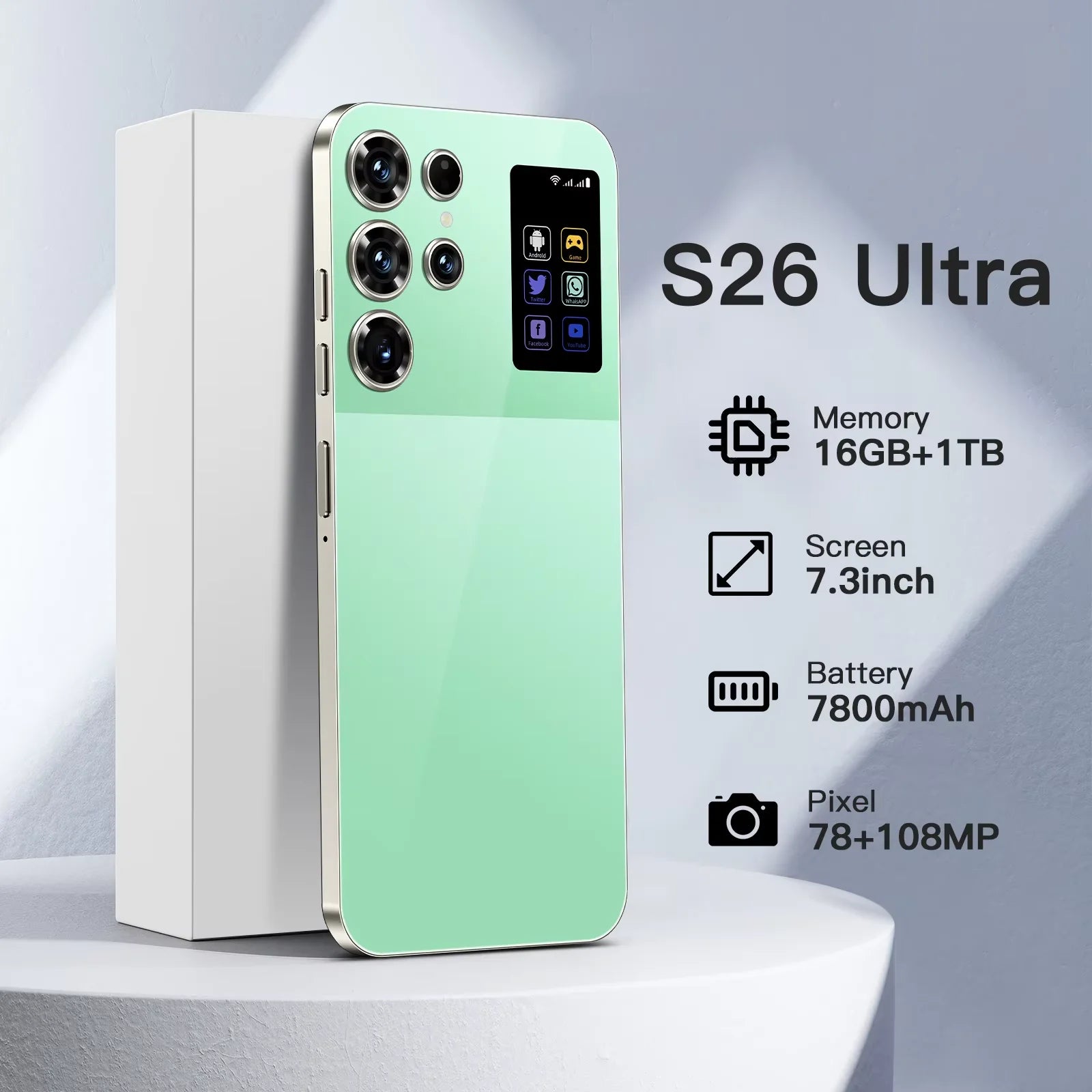 Dropshipping S26 Ultra 7.3 Inch 16GB+1TB 5G Smartphone 72+108MP HD Camera Dual Card 5G Android 14.0 Unlocked Cellphone - Tidesmit