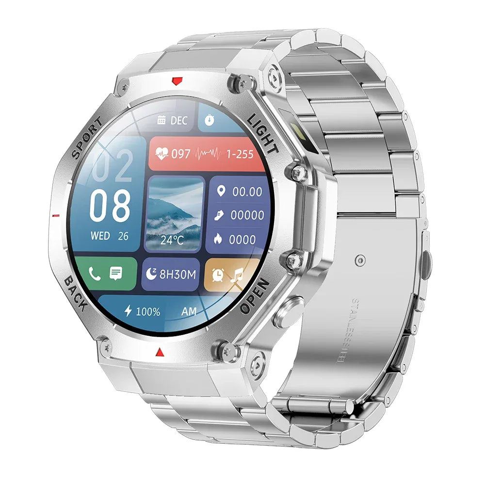 2024 TR3 MAX Men Outdoor Sports Smartwatch 1.53Inch Round BT Call Health Monitoring Smart Watch with Flashlight - Tidesmit