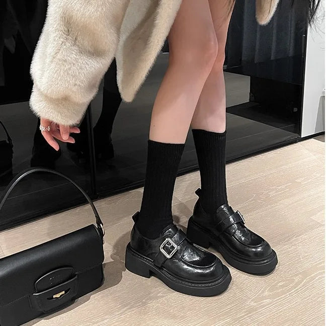 Flagship product: Luxurious quality women platform heels with a 7cm height increase, loafers, women's leather shoes single shoes