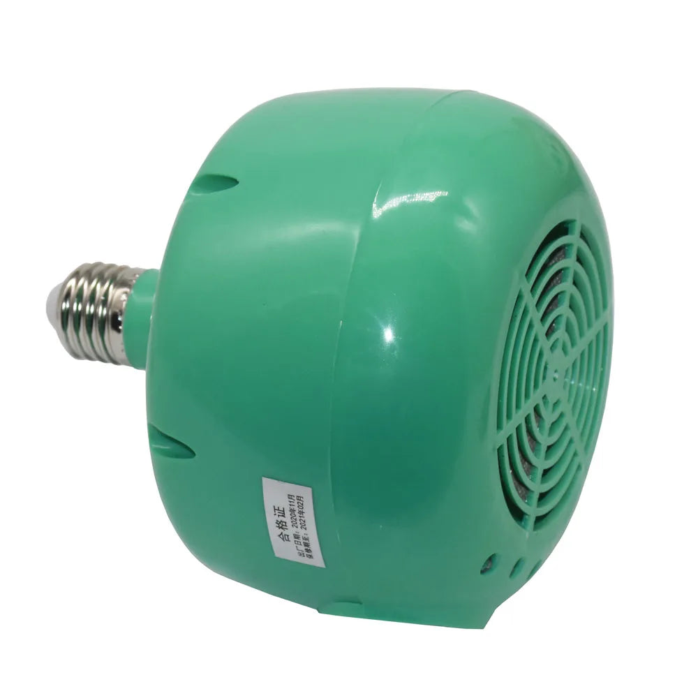 Green 300W thermostatic pet heating lamp for chickens and reptiles, providing safe, controlled warmth.