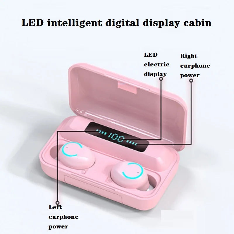 Trending Products 2024 New Arrivals 2 in 1 2000mah Battery LED Powerbank 5.0 Earphone Wireless Earbuds TWS F9 Tidesmit