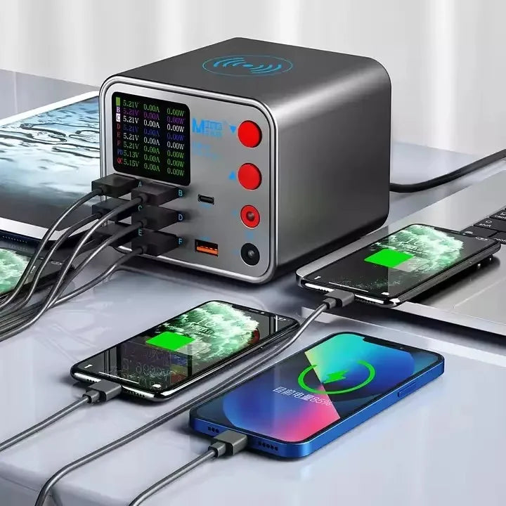 Maant Dianba No.1 Multifunctional 8-port Fast Charger PD+QC3.0 Quick Charging With Wireless Charger for Mobile Phone Tidesmit