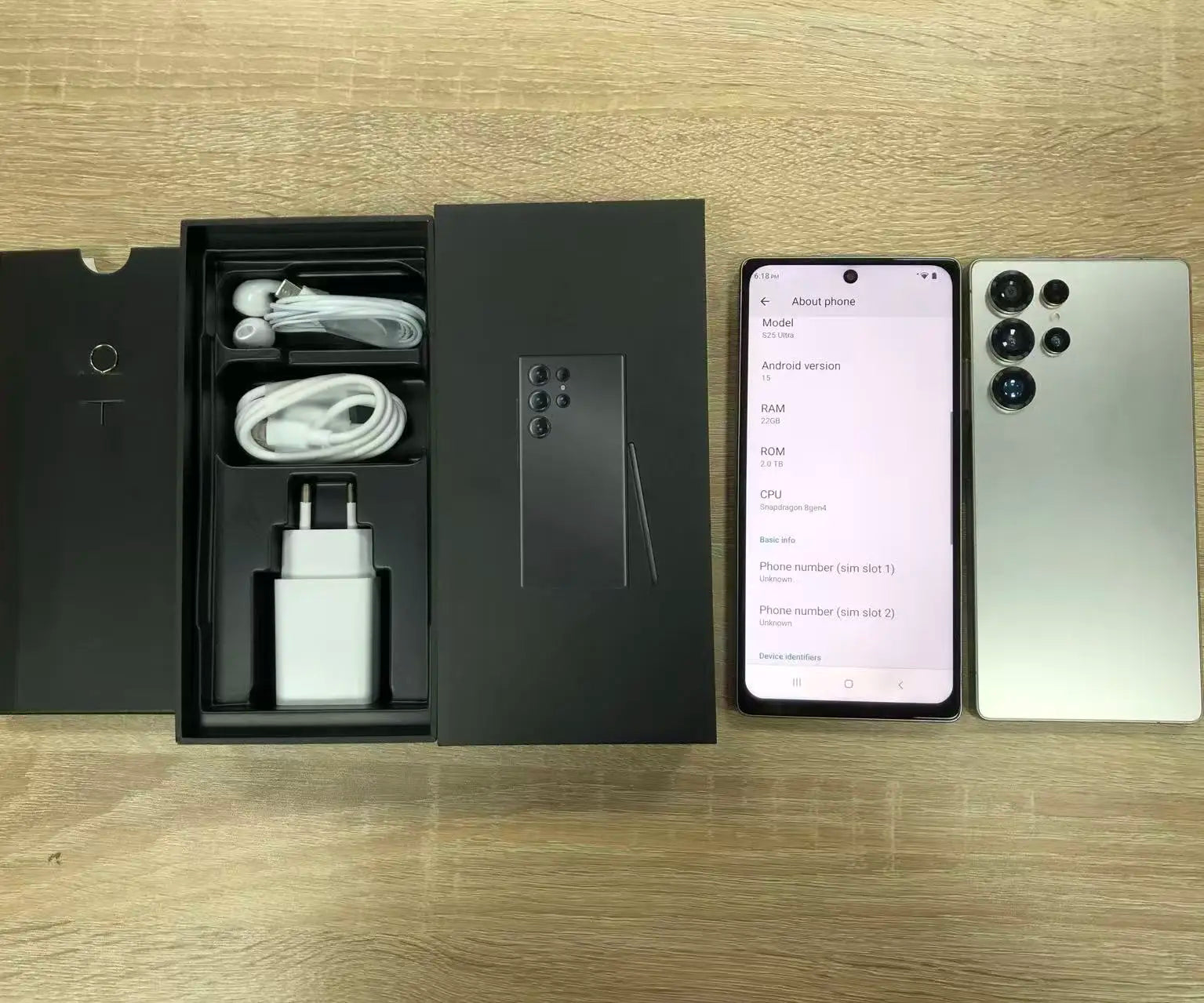 Tidesmit S25 Ultra 5G smartphone with 7.3 inch display, 22GB RAM, and 2TB storage in a sleek modern design