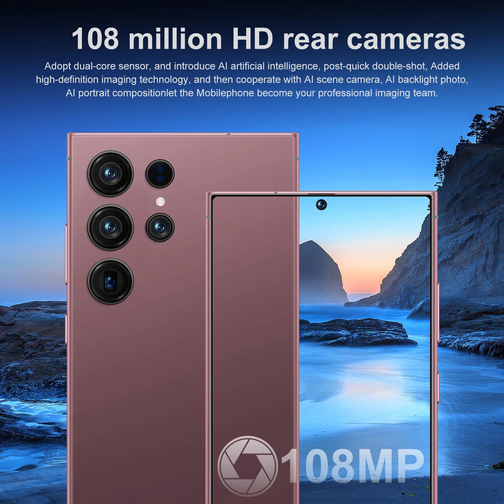 Tidesmit S25 5G smartphone with 6.6 inch screen 16GB RAM 1TB storage and high resolution 108MP camera in sleek color