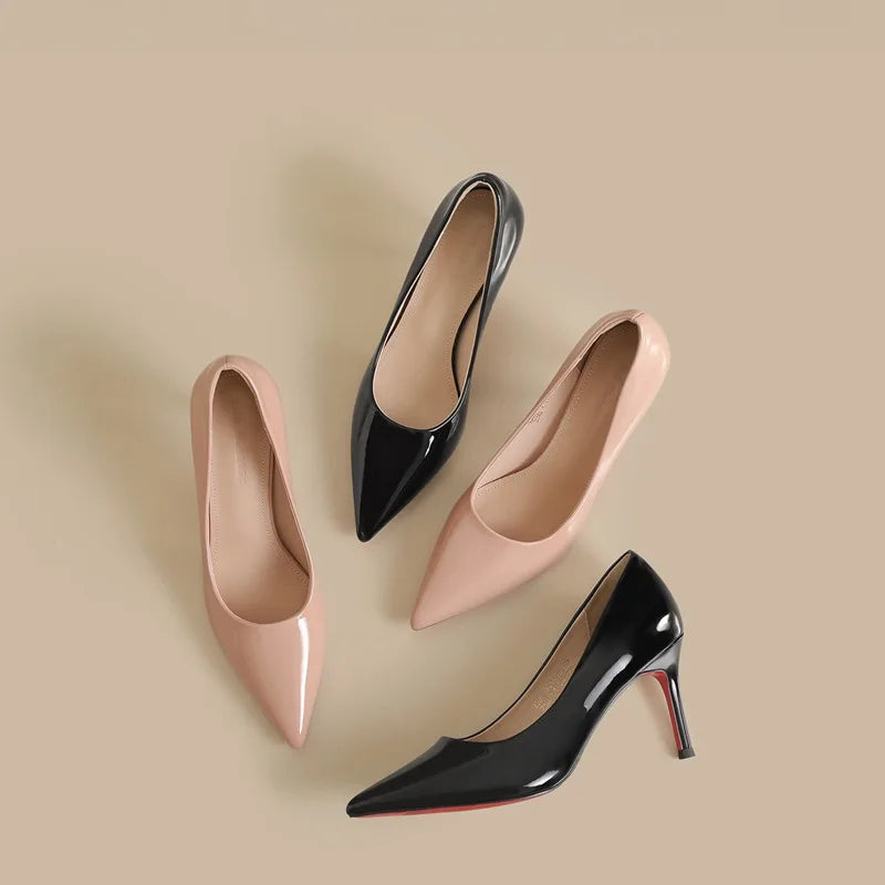 Women's Spring Slip-On Pumps Stiletto Heel Shoes Thin Heels 6-10cm Ultra-High Red Bottom Pointed Toe Professional 2026