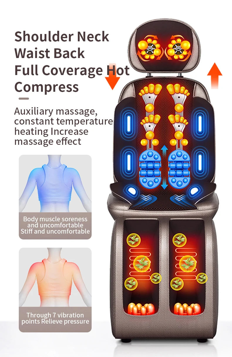 Full Body Electric Massager - Deep Tissue Heat Therapy Cushion Massage Chairs Tidesmit