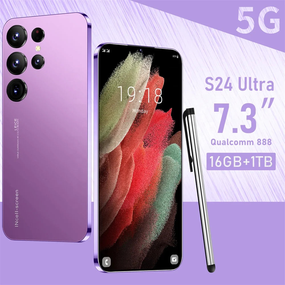 Tidesmit S24 Ultra 5G smartphone with 7.3 inch HD screen 16GB RAM and 1TB storage in sleek premium finish