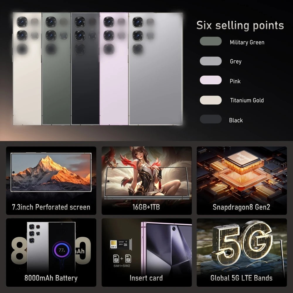 Hot Selling RTS S25 Original 16gb+1tb 72MP+108MP Face Unlock Full Display Android 14 Cell Phone Smart Mobile Phone 7.3inch - Tidesmit