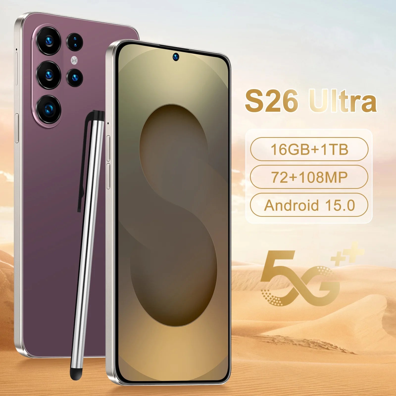 Unlocked 5G Smartphone: 7.3 Inch AMOLED Display, 16GB RAM, 1TB Storage Purple 16g 1TB Tidesmit