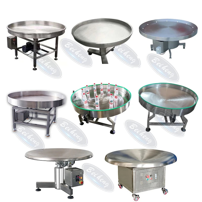 304 Stainless Steel Size Customized Speed Adjustable Turntable Rotary Accumulation Collecting Turning Packing Collection Table