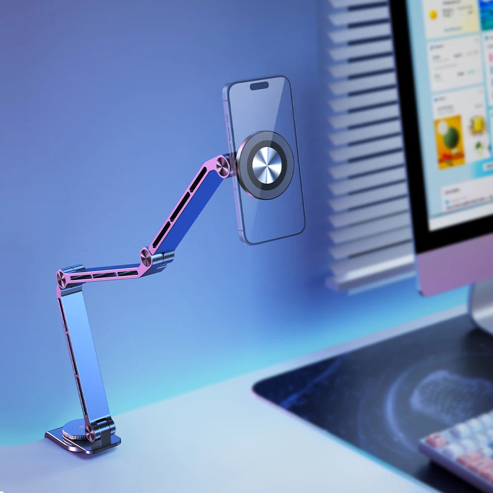 Feixiang X62 Aluminum Mini Magnetic Holder Flexible Mechanical Click & Fold for Desk Usage Tidesmit