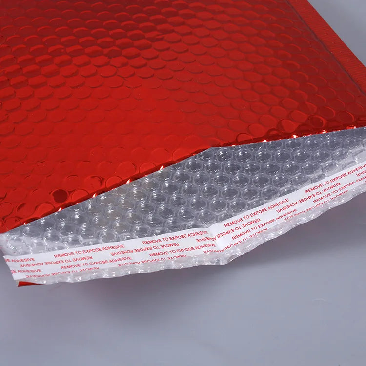 Eco-friendly Padded Envelopes Polymailer Shipping Packaging Mailer Bubble Custom Metallic Red Bubble Mailer for Shipping