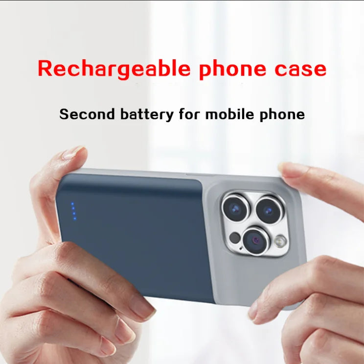 Power bank charger-For Iphone for Apple 16 15 14 Promax Large Capacity Portable Soft Edge Mobile Phone case Back Clip Battery Wireless Power Bank Tidesmit