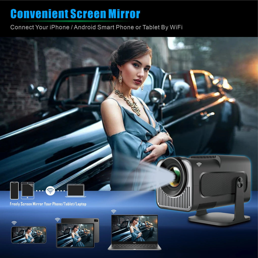 HY320 Mini Projector Android LCD 720P Projector Game Home Theater 100-300ANSI Lumen HY320Mini 4K Screen Mirror Portable Projetor Tidesmit