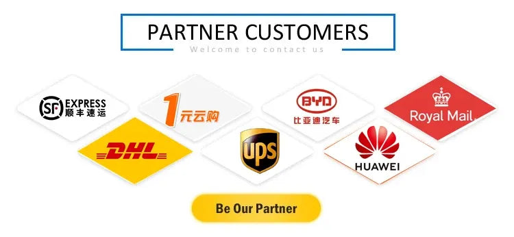 Carton sealing tape partner customers banner with shipping carrier logos