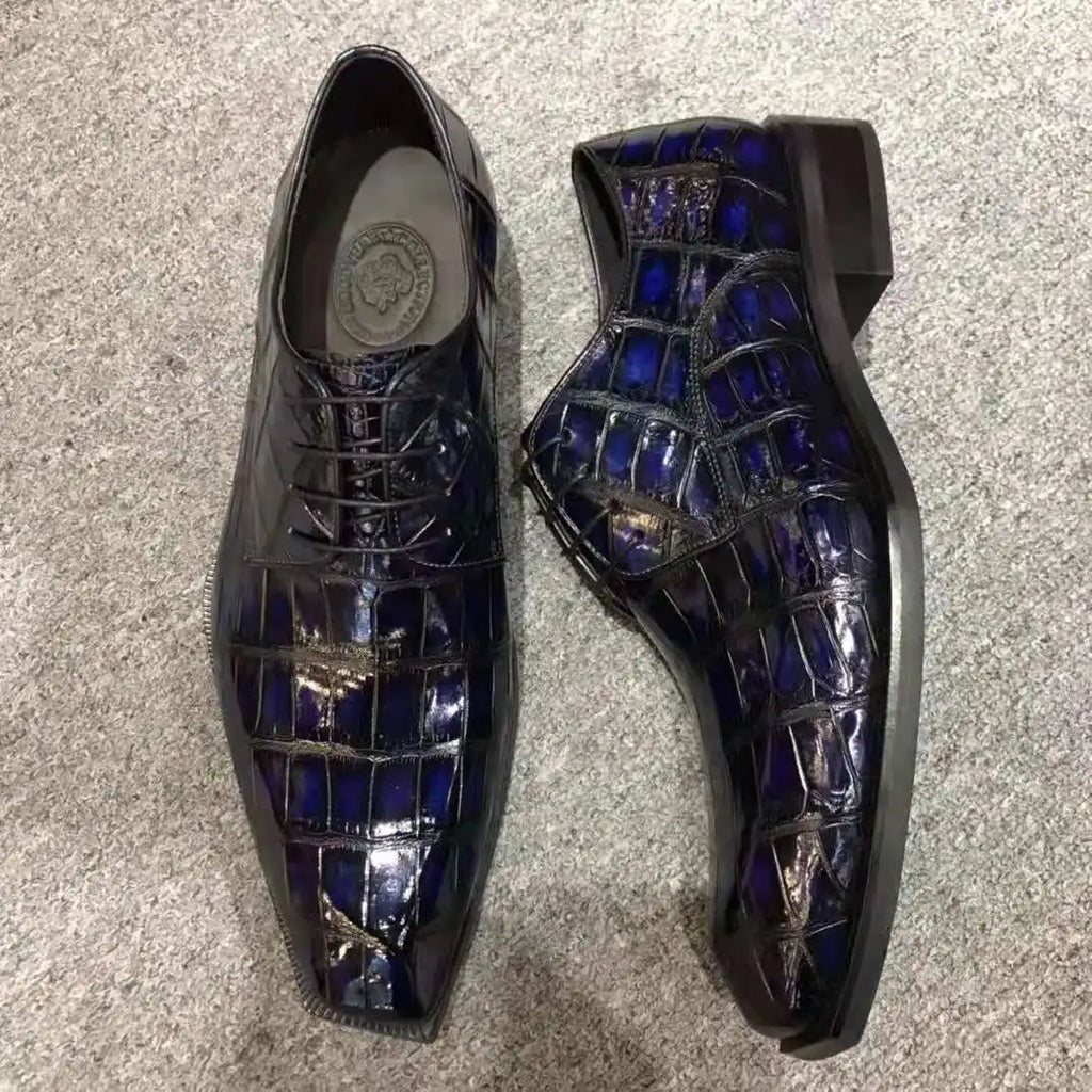 Goodyear Italian crocodile Leather Purple Shoes Men Luxury Business Men Shoe Official Footwear Top Quality Formal Men's Shoes