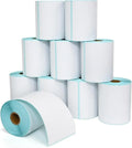 LTLL 4x6 thermal shipping label rolls stacked, white paper with teal core