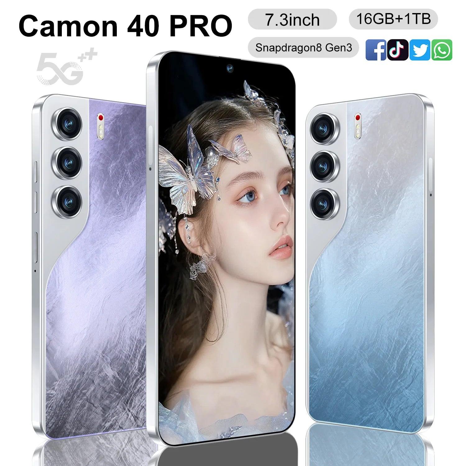 Side profile of TECNO CAMON 40 Pro showing slim curved AMOLED display design and durable IP68 water resistance