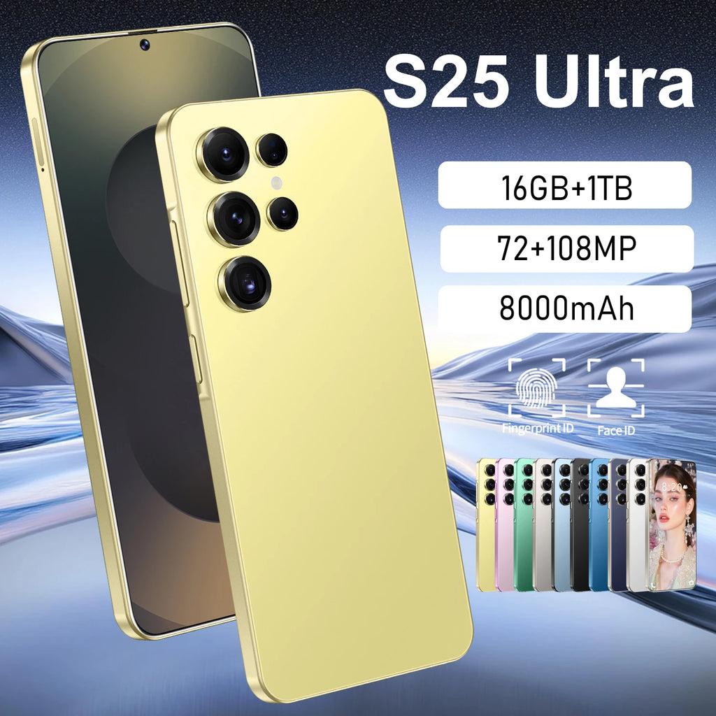 Smart Phone 2025 Cellphone S25 Ultra 7inch Unlocked Dual Card 5G Phones Android 14.0 Mobile Phones - Tidesmit