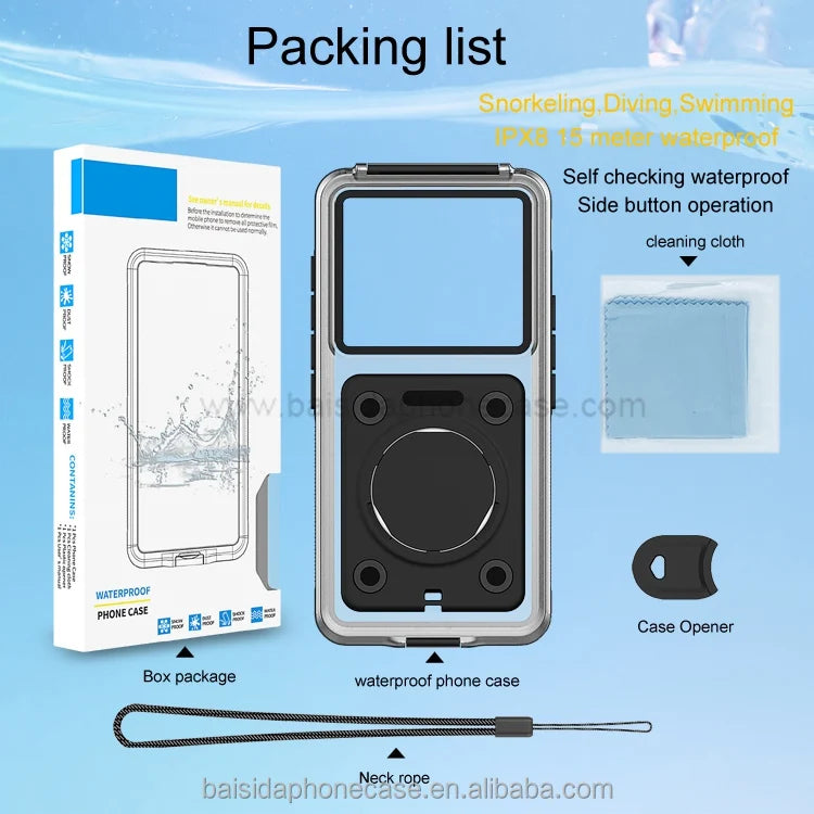 Universal IPX8 Water Proof Snorkeling Diving Case With Lanyard for IPhone 12/15 Plus/14/13/16 Pro Max Waterproof Phone Case Tidesmit
