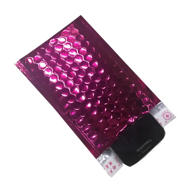 Custom Courier Shipping Padded Envelope Mailing Bags Shiny Holographic Metallic Bubble 2 Mil Poly Plastic