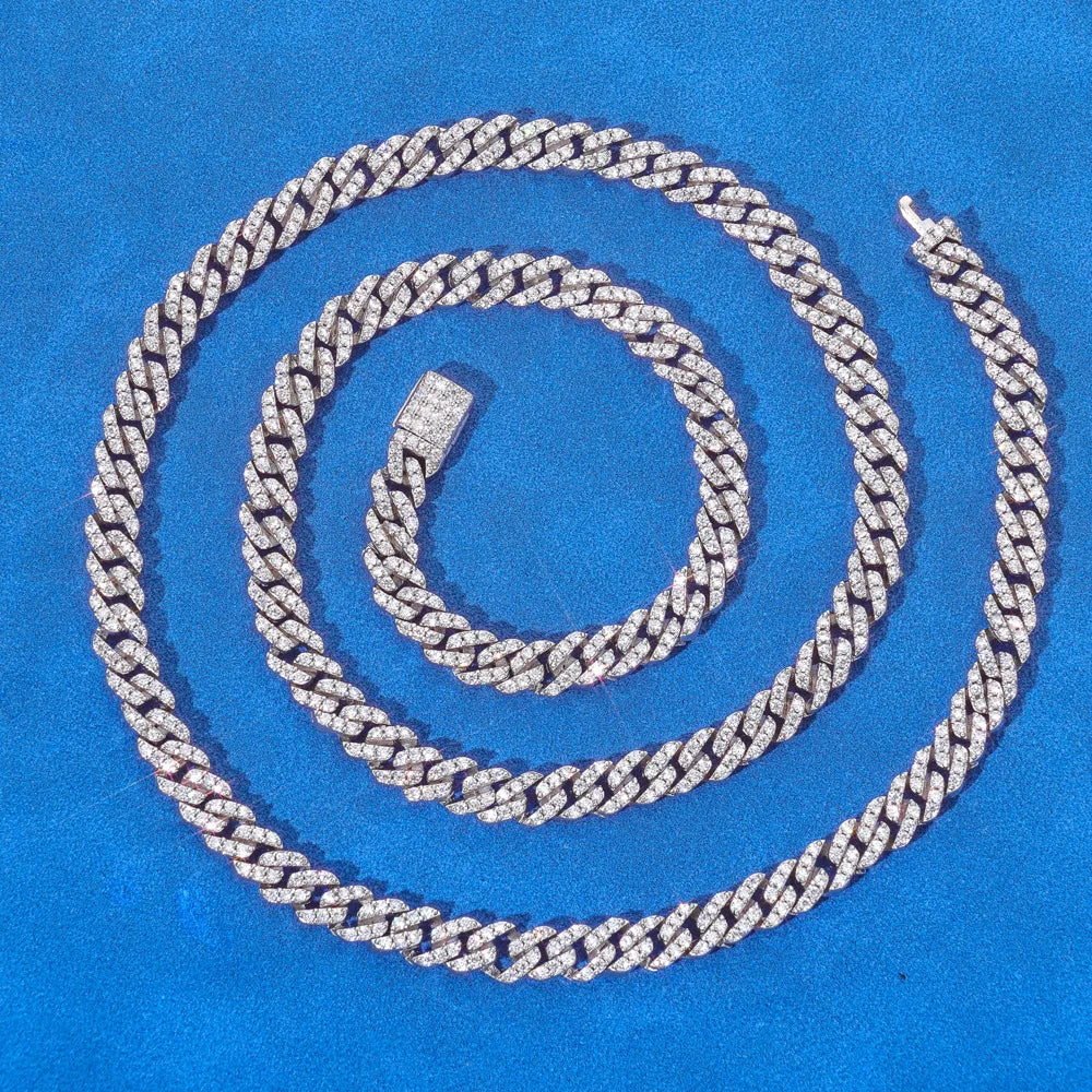 Hot Selling Pass Diamond Tester 5mm Two Rows Pass Diamond Tester Iced Out Hip Hop VVS1 Moissanite Cuban Link Chain Necklace