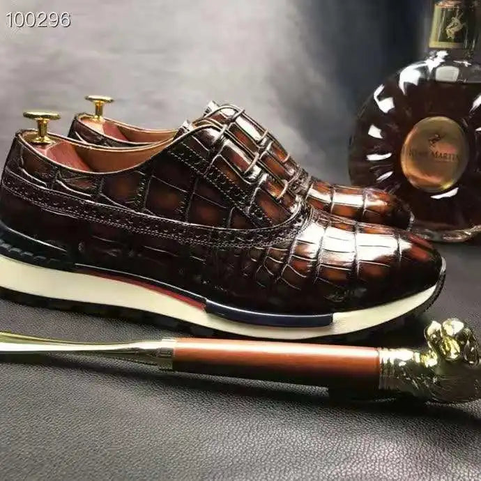High Quality Elegant Men Shoes Sneakers Luxury Genuine Crocodile Leather Men Walking Shoes Goodyear Custom Business Mens Shoes