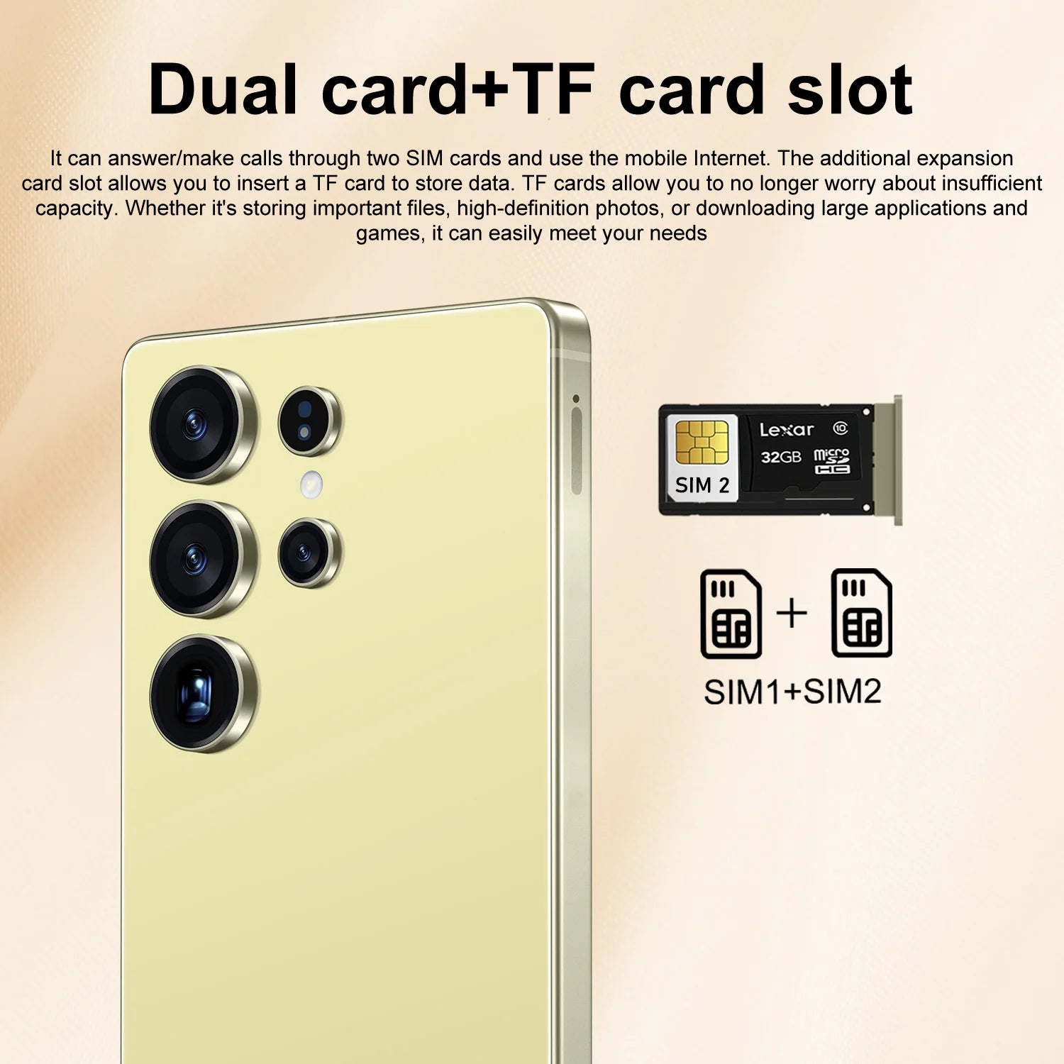 Tidesmit S26 Ultra 5G smartphone with 7.3-inch HD screen 16GB RAM 1TB storage and 108MP camera in Spanish language