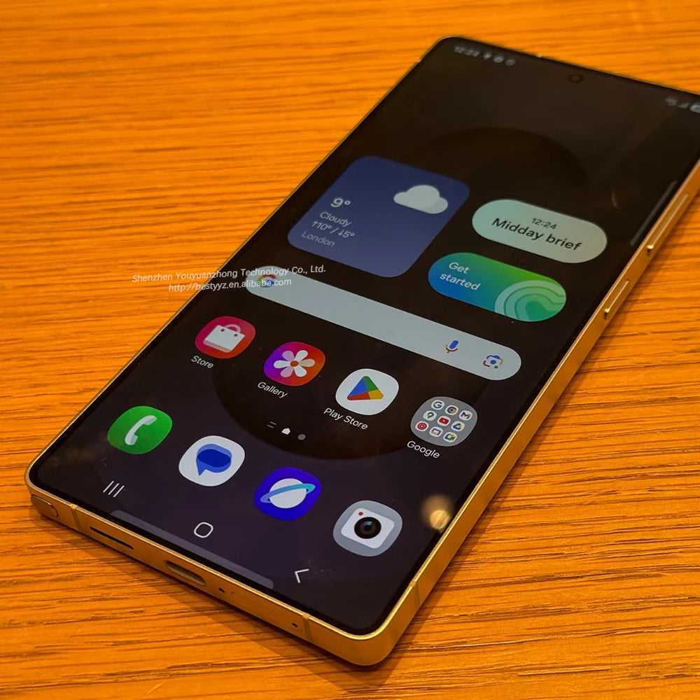Close-up of Tidesmit 2025 S25 Ultra smartphone showing premium build quality, precise side buttons and port layout.