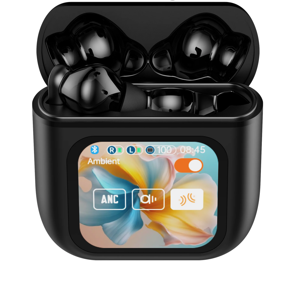 Newly Designed Anc Enc Tws Earphones with Digital LCD Touch Screen Wireless in Ear Headphones, Generation Pod TWS Earbuds Tidesmit