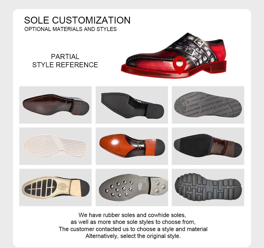 TAIJIHUO Mens Premium Closed Toe Monk Strap Shoes Comfort Buckle Strap Patchwork Pattern