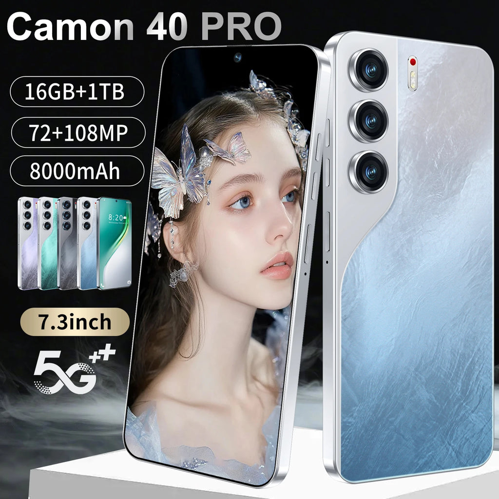 Camon 40 Pro Power smartphone in silver featuring 1TB storage and 108MP camera, gallery view 3