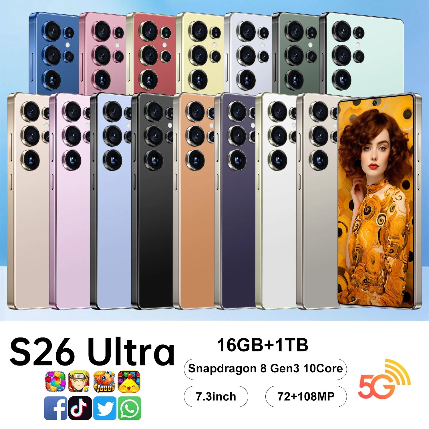 5G Smartphone 6.9 Inch AMOLED 16GB RAM 1TB Storage Dual SIM Unlocked Tidesmit